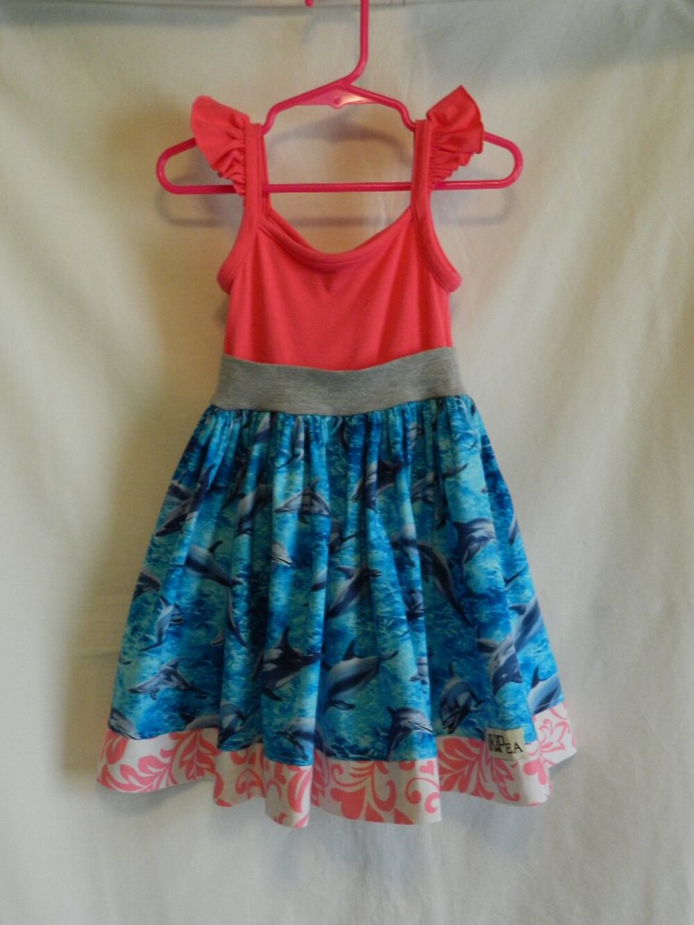 Girls size 3T Dress Dolphin Ocean K Pea